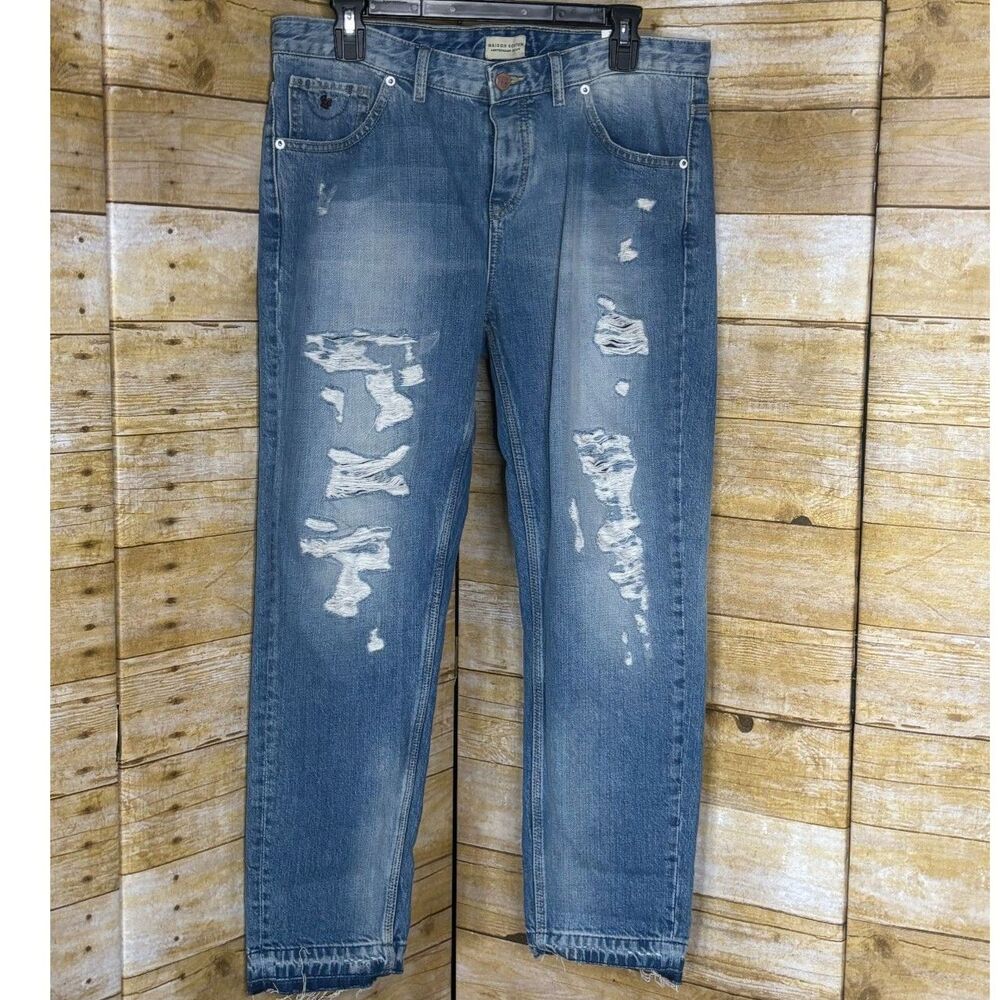 MAISON SCOTCH BUTTON FLY DISTRESSED RELAXED RAW HIM BOYFRIEND JEANS SIZE 29R
